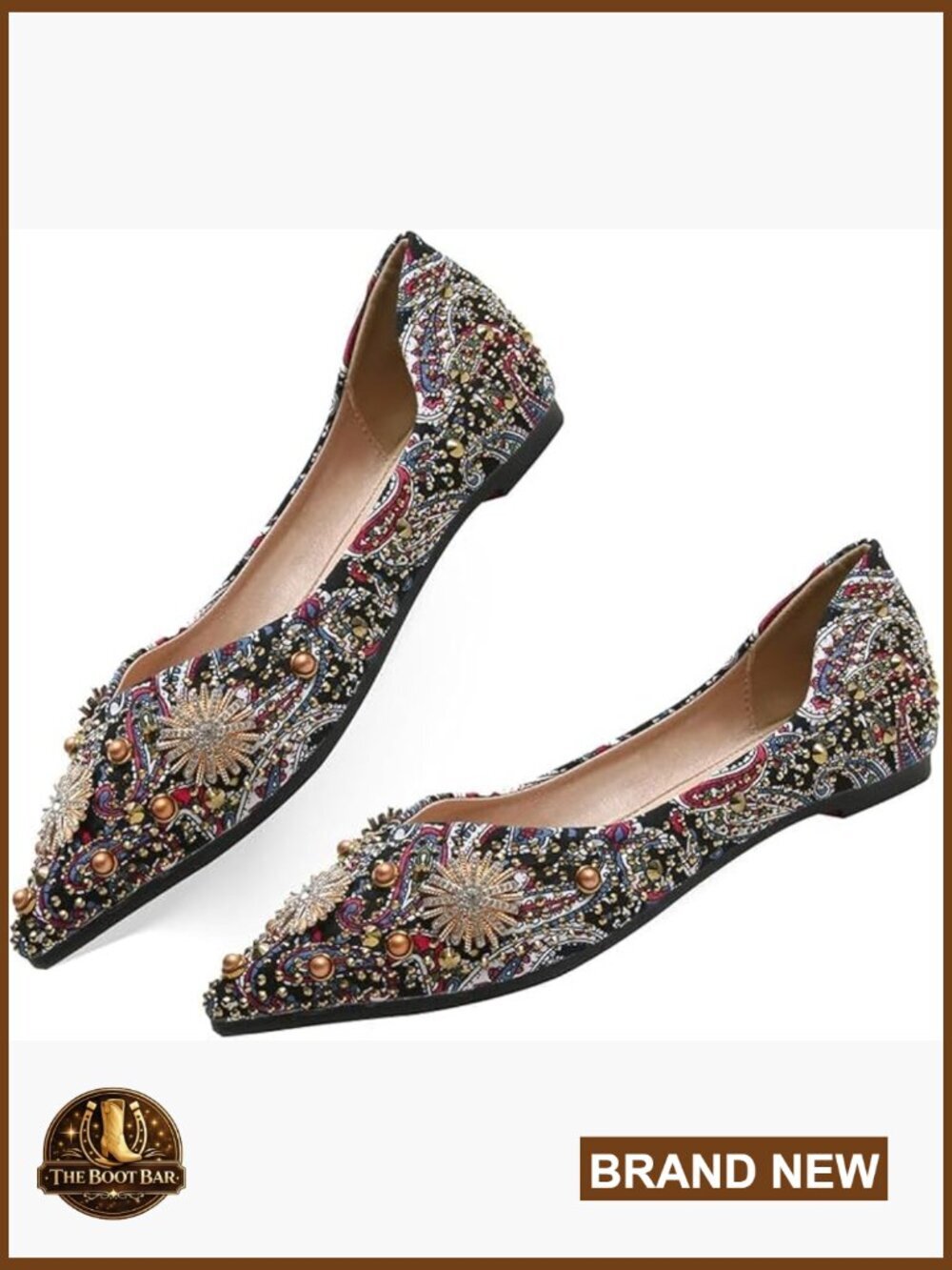 Rhinestone Pointed Toe Flats Pearl Diamond Low Heel Dress Wedding Work Shoes